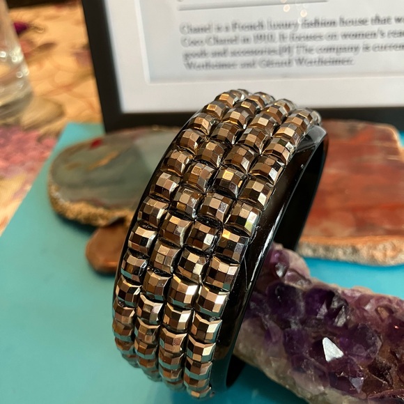 BANGLE BRACELET BLACK AND SILVER - Picture 2 of 8